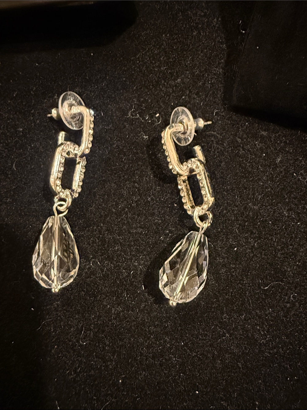 Joan Rivers Clear Crystal Drop Earrings with Silver-Tone Accents